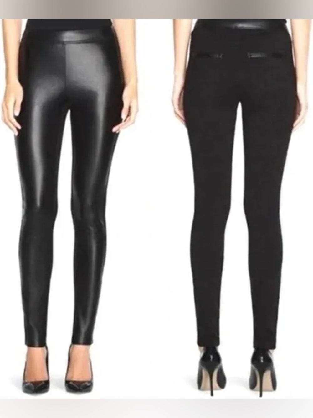 White House Black Market Faux Leather Front Ponte Leggings Size 4